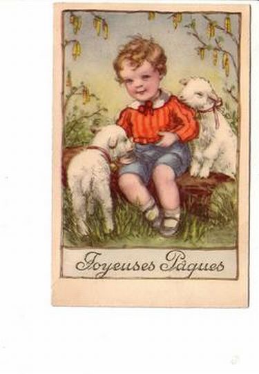 Burdsheep Little Boy with Lambs