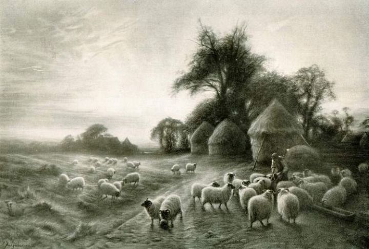 Joseph Farquharson Black and White Sheepfeeding