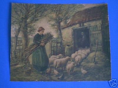 Shepherdess with Sheep and Kindling Wood